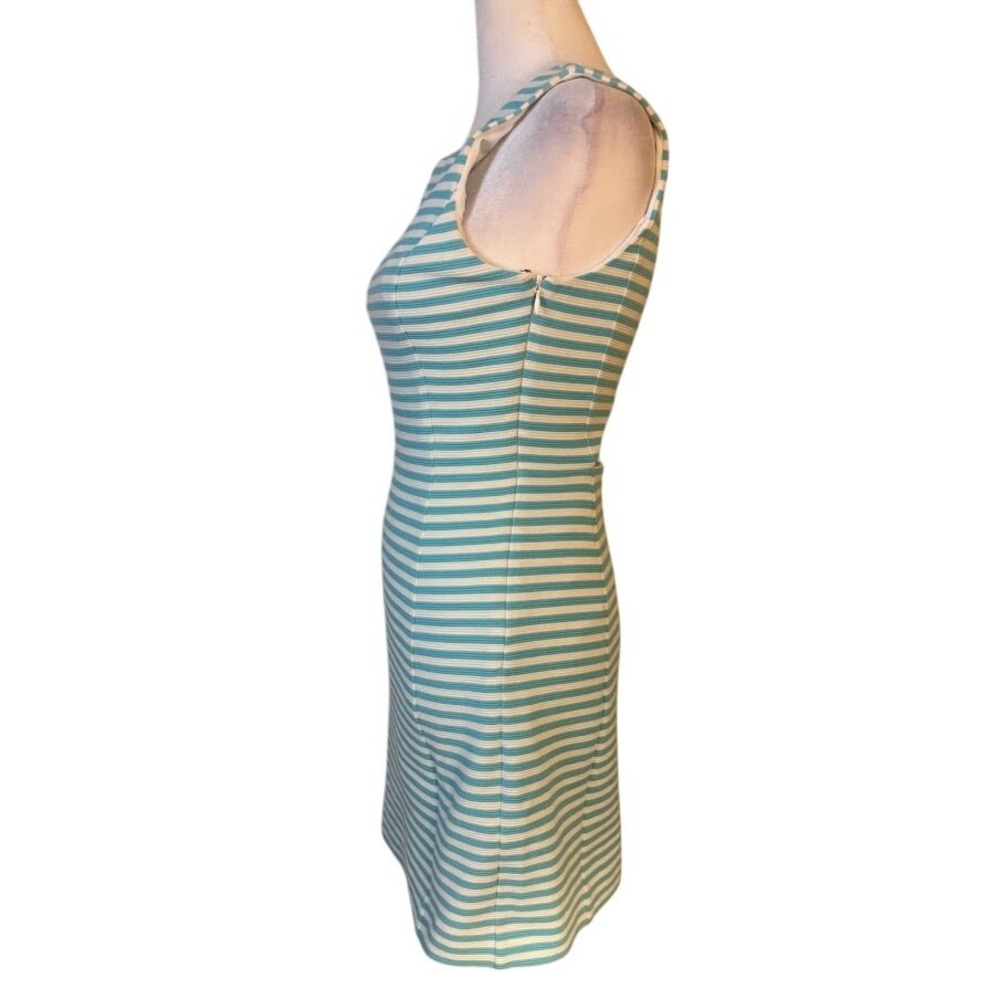 Lilly Pulitzer Striped Sheath Dress Womens XS Turquoise White Excellent Cutout - Picture 2 of 9